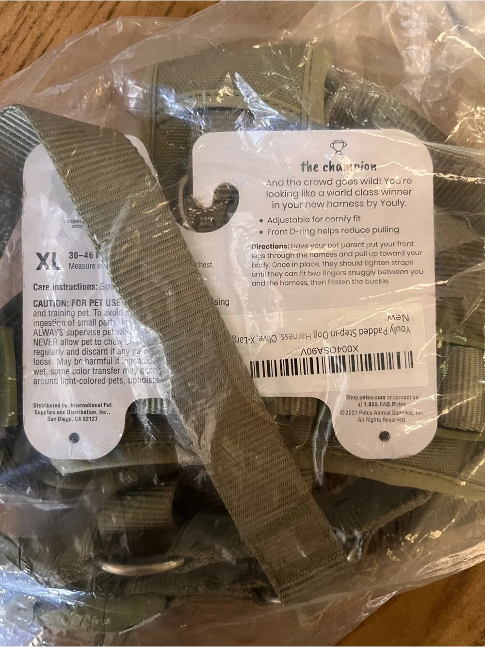 Olive Green Padded Dog Harness with Adjustable Straps
